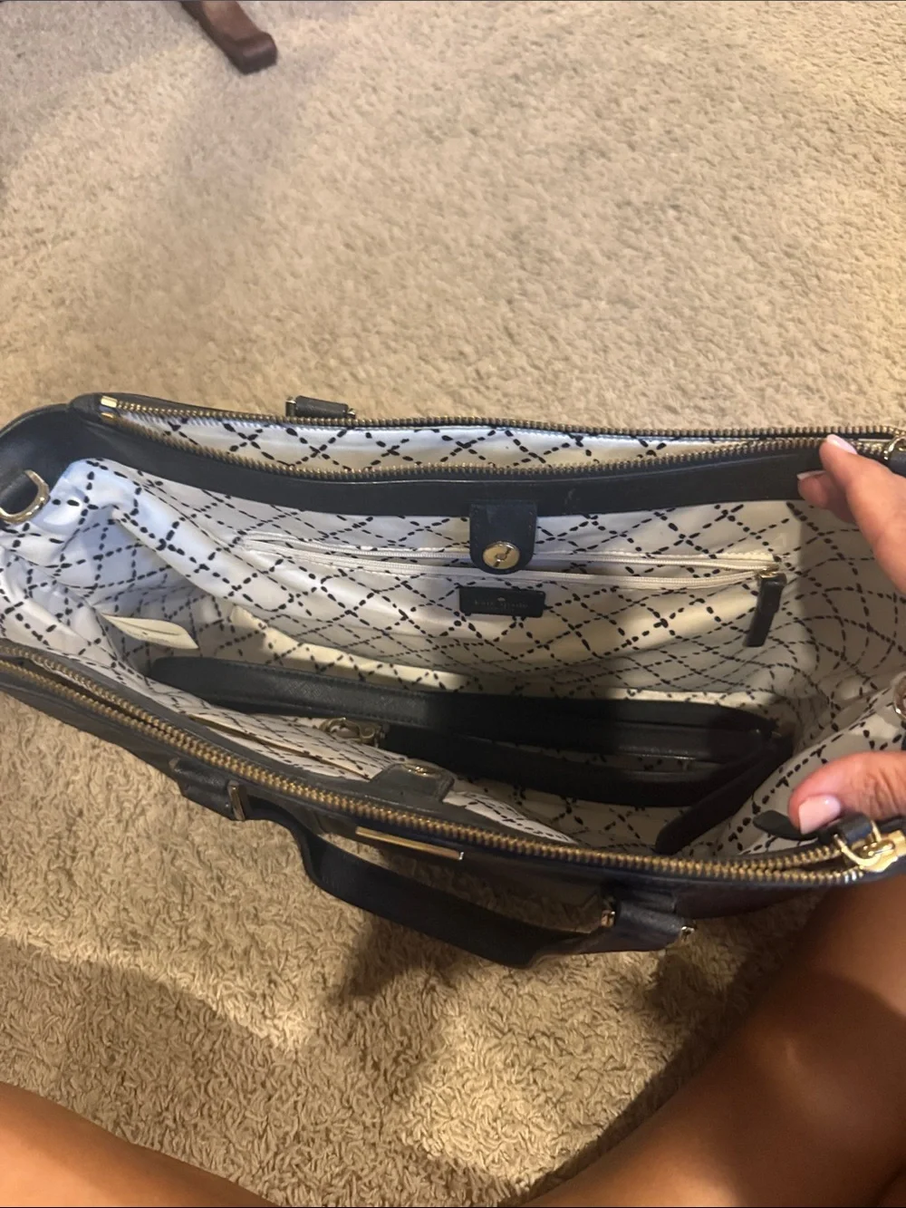 kate spade black saffiano leather tote with gold hardware